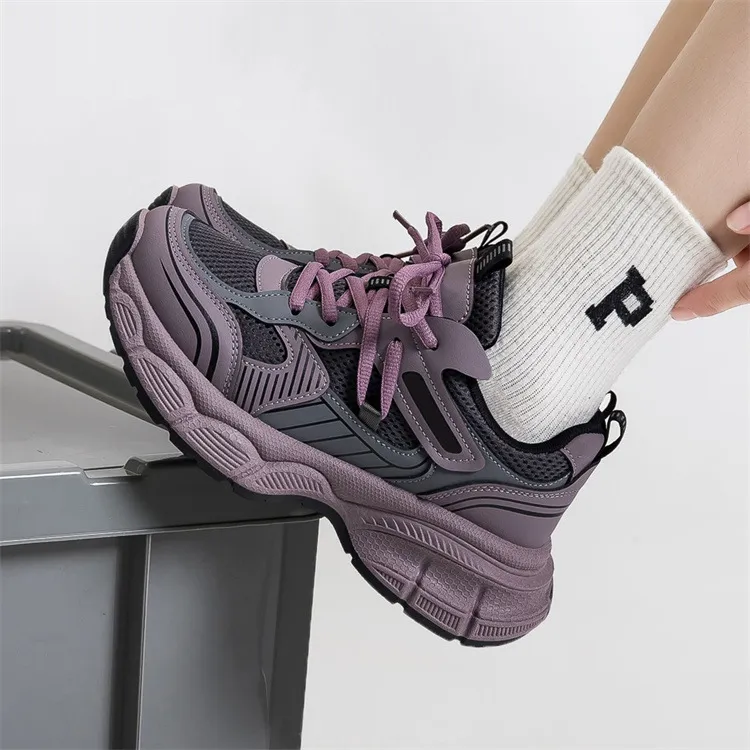 Women's Purple Dad Sneakers - 2025 Trend Chunky Platform Shoes - Height Increasing, Versatile Athletic Casual Shoes for Everyday Wear showcase 10