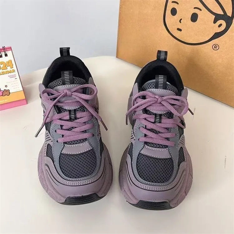 Women's Purple Dad Sneakers - 2025 Trend Chunky Platform Shoes - Height Increasing, Versatile Athletic Casual Shoes for Everyday Wear showcase 7