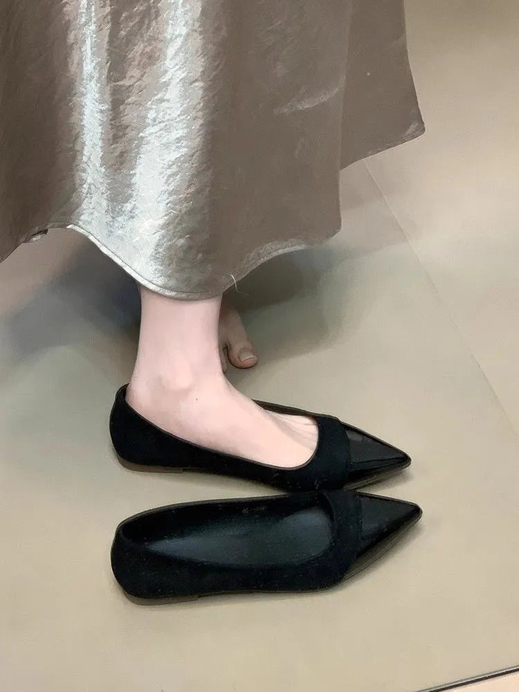 Women's Fashion Splicing Pointed Toe Shoes - European & American Style Thick Heel Slip-Ons for Spring, Versatile & Comfortable showcase 6