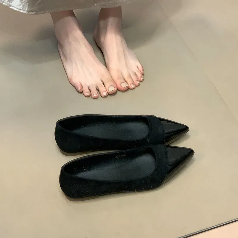 Women's Fashion Splicing Pointed Toe Shoes - European & American Style Thick Heel Slip-Ons for Spring, Versatile & Comfortable thumbnail 6