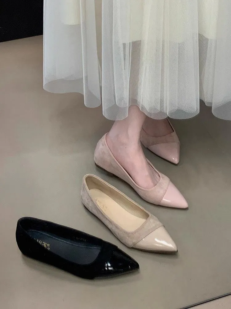 Women's Fashion Splicing Pointed Toe Shoes - European & American Style Thick Heel Slip-Ons for Spring, Versatile & Comfortable showcase 3