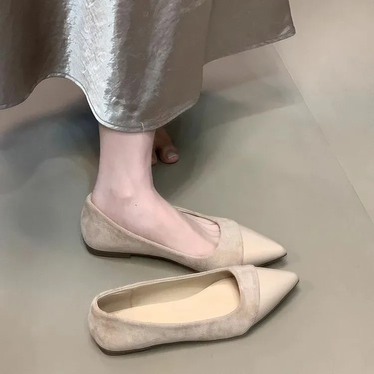 Women's Fashion Splicing Pointed Toe Shoes - European & American Style Thick Heel Slip-Ons for Spring, Versatile & Comfortable thumbnail 3