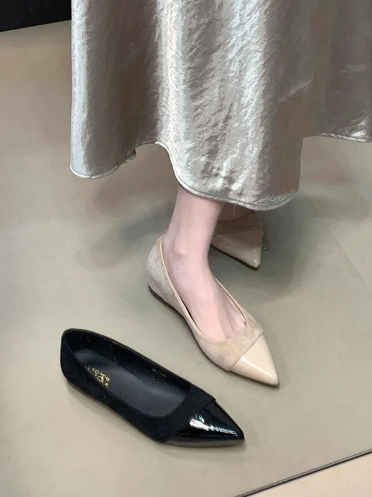 Women's Fashion Splicing Pointed Toe Shoes - European & American Style Thick Heel Slip-Ons for Spring, Versatile & Comfortable showcase 5