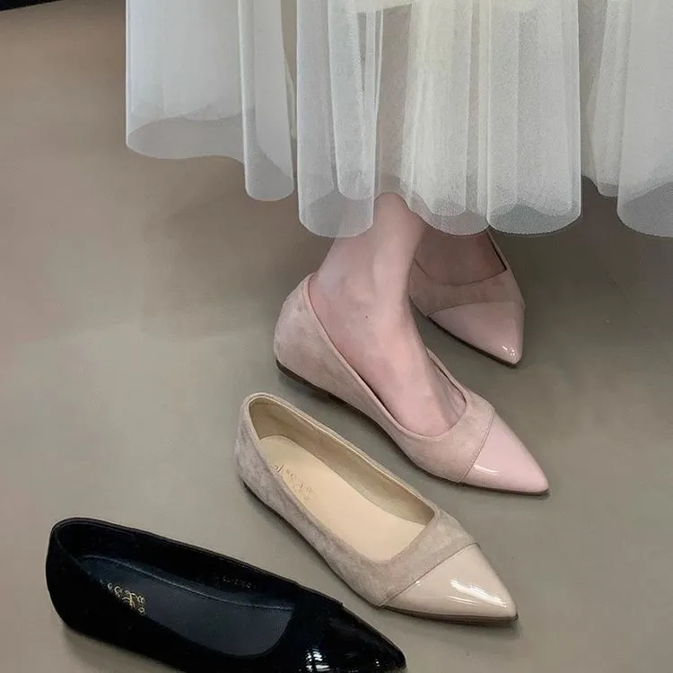 Women's Fashion Splicing Pointed Toe Shoes - European & American Style Thick Heel Slip-Ons for Spring, Versatile & Comfortable thumbnail 2