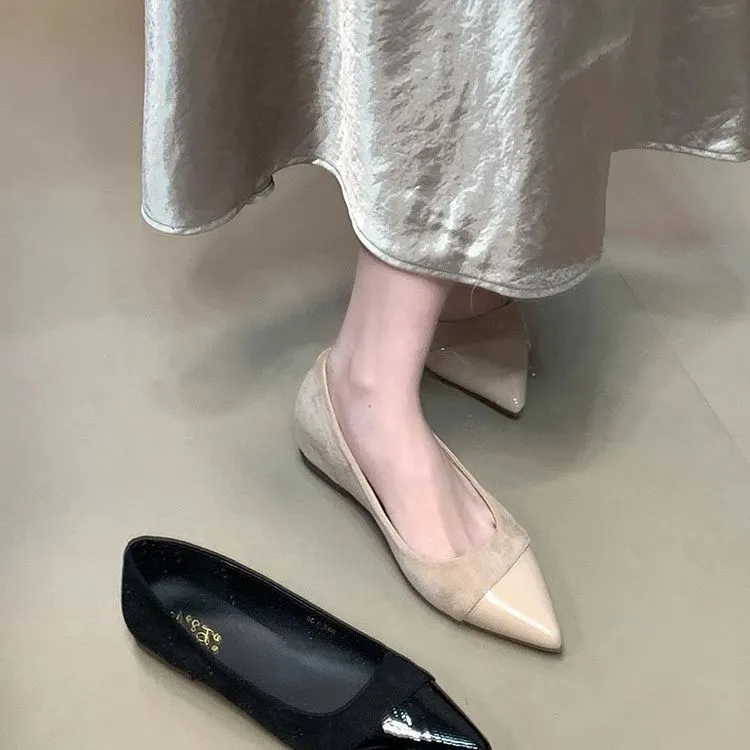 Women's Fashion Splicing Pointed Toe Shoes - European & American Style Thick Heel Slip-Ons for Spring, Versatile & Comfortable thumbnail 4