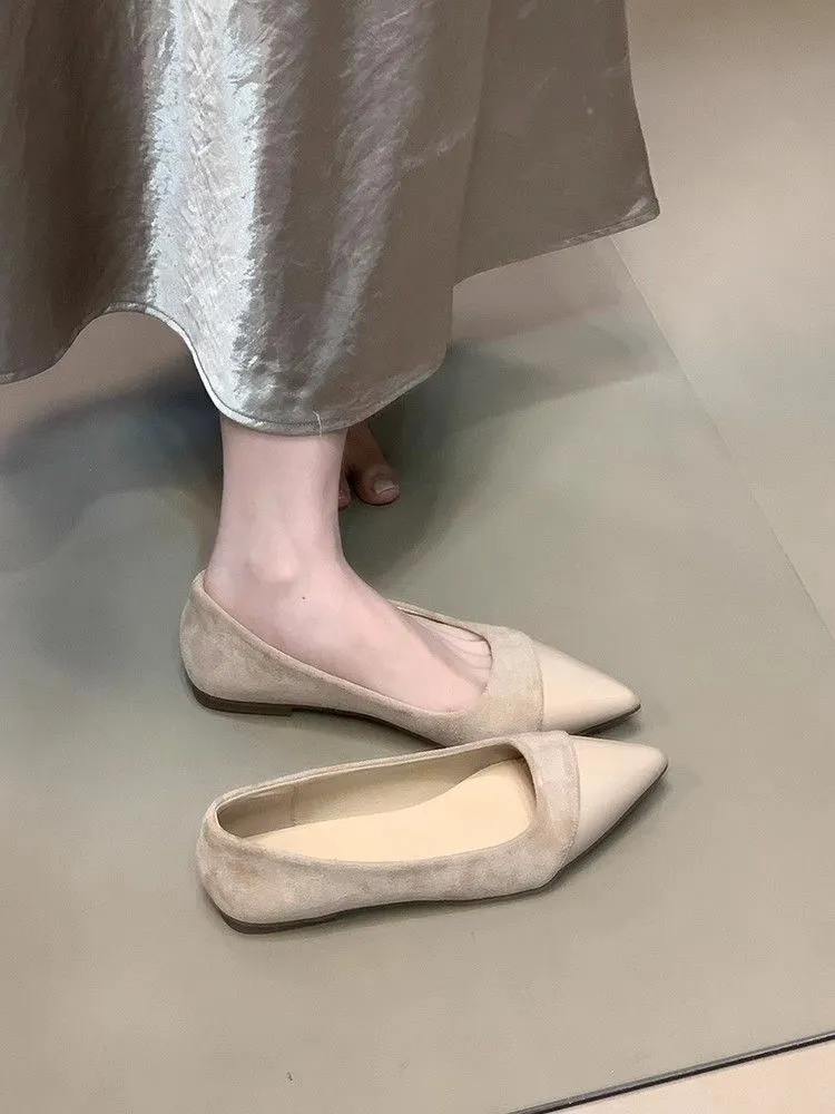 Women's Fashion Splicing Pointed Toe Shoes - European & American Style Thick Heel Slip-Ons for Spring, Versatile & Comfortable showcase 4