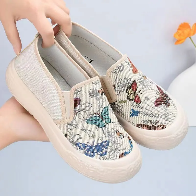 Women's Canvas Loafers Slip-On Shoes - 2024 New Fashion Breathable Comfortable Casual All-Match Sneakers for Ladies thumbnail 1