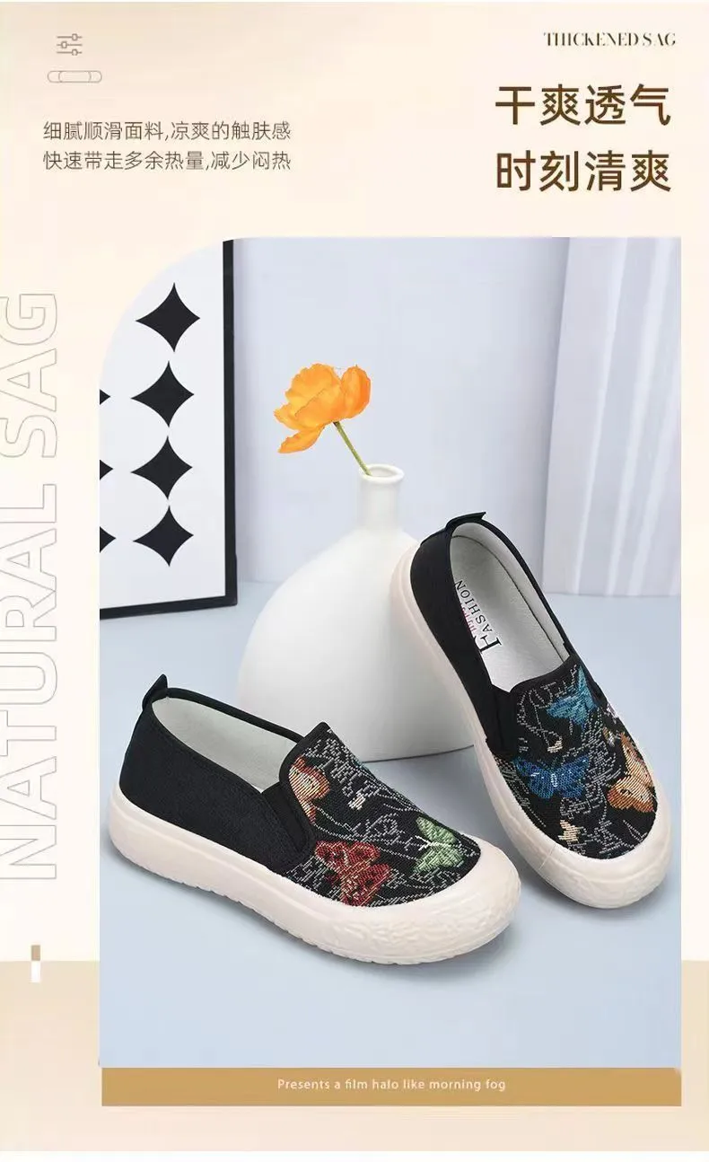 Women's Canvas Loafers Slip-On Shoes - 2024 New Fashion Breathable Comfortable Casual All-Match Sneakers for Ladies showcase 2