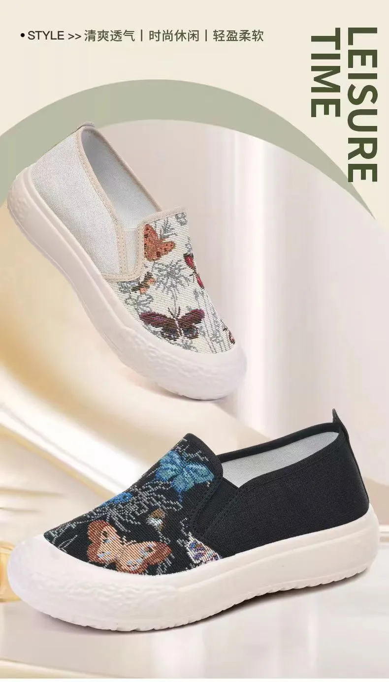 Women's Canvas Loafers Slip-On Shoes - 2024 New Fashion Breathable Comfortable Casual All-Match Sneakers for Ladies showcase 1