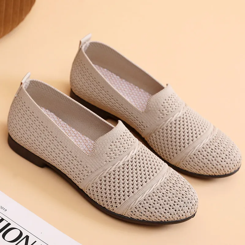 Women's Casual Slip-On Shoes Breathable Lightweight Flying Woven Sneakers Fashion Spring Footwear Comfortable Walking Shoes for Ladies showcase 17