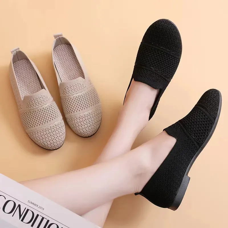 Women's Casual Slip-On Shoes Breathable Lightweight Flying Woven Sneakers Fashion Spring Footwear Comfortable Walking Shoes for Ladies showcase 7