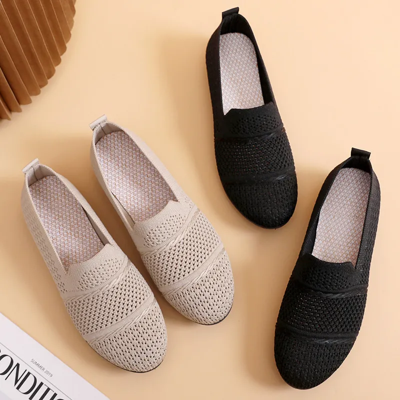 Women's Casual Slip-On Shoes Breathable Lightweight Flying Woven Sneakers Fashion Spring Footwear Comfortable Walking Shoes for Ladies showcase 16