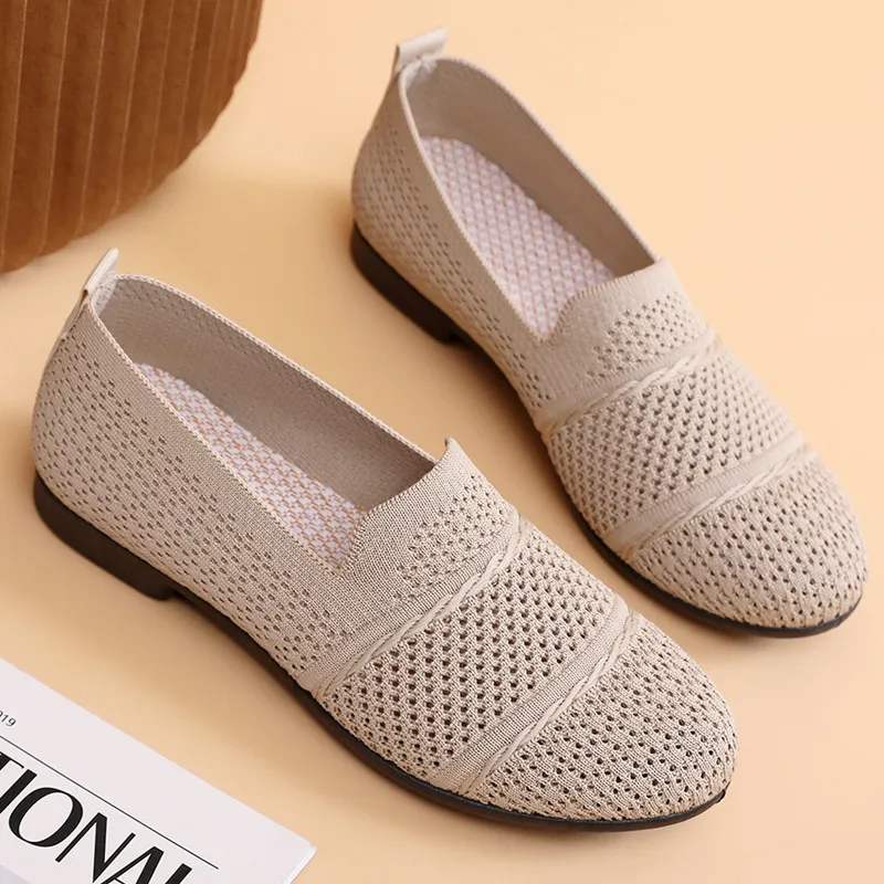 Women's Casual Slip-On Shoes Breathable Lightweight Flying Woven Sneakers Fashion Spring Footwear Comfortable Walking Shoes for Ladies showcase 18