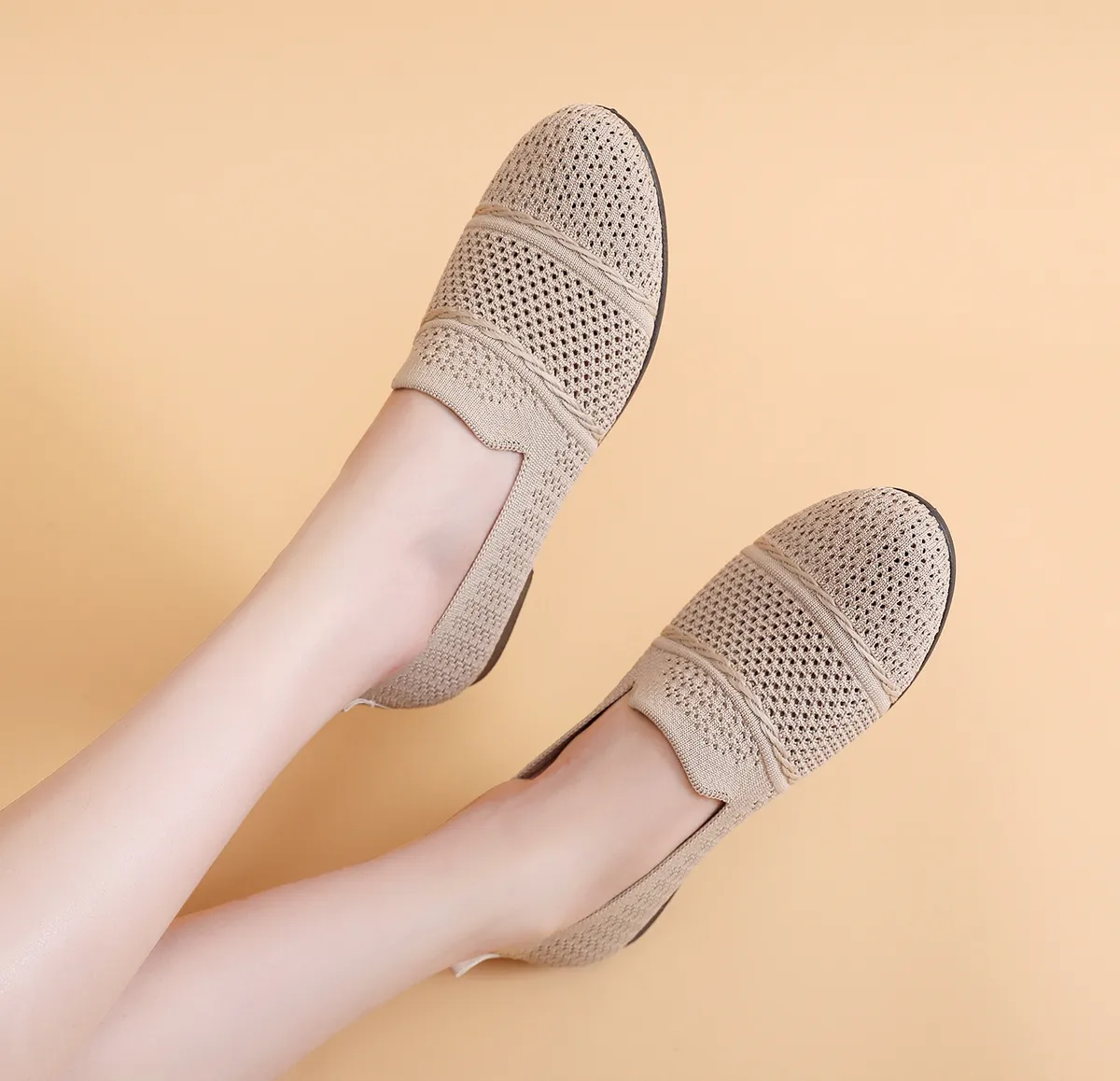Women's Casual Slip-On Shoes Breathable Lightweight Flying Woven Sneakers Fashion Spring Footwear Comfortable Walking Shoes for Ladies showcase 5