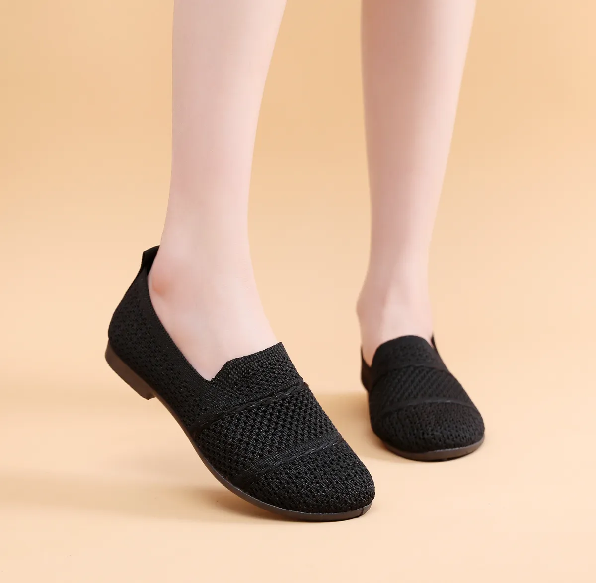 Women's Casual Slip-On Shoes Breathable Lightweight Flying Woven Sneakers Fashion Spring Footwear Comfortable Walking Shoes for Ladies showcase 4