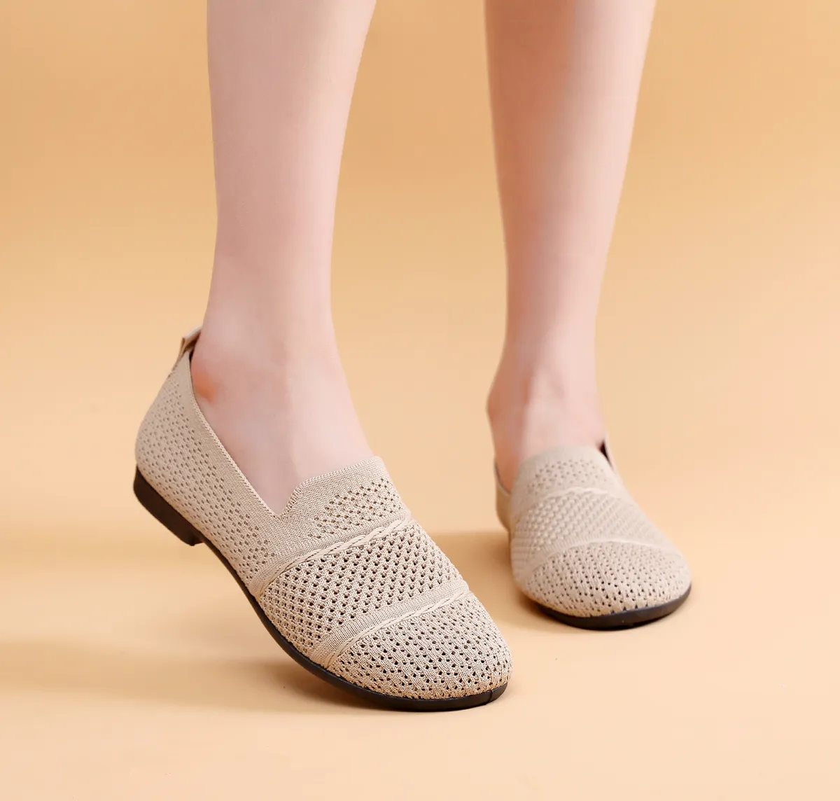 Women's Casual Slip-On Shoes Breathable Lightweight Flying Woven Sneakers Fashion Spring Footwear Comfortable Walking Shoes for Ladies showcase 3
