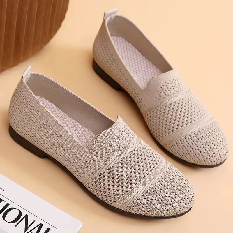 Women's Casual Slip-On Shoes Breathable Lightweight Flying Woven Sneakers Fashion Spring Footwear Comfortable Walking Shoes for Ladies thumbnail 3
