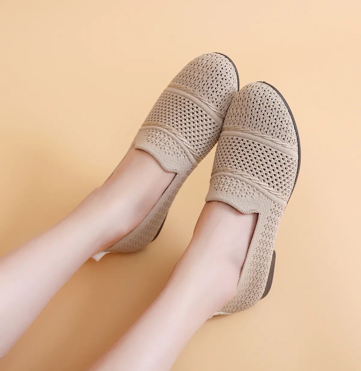 Women's Casual Slip-On Shoes Breathable Lightweight Flying Woven Sneakers Fashion Spring Footwear Comfortable Walking Shoes for Ladies showcase 6