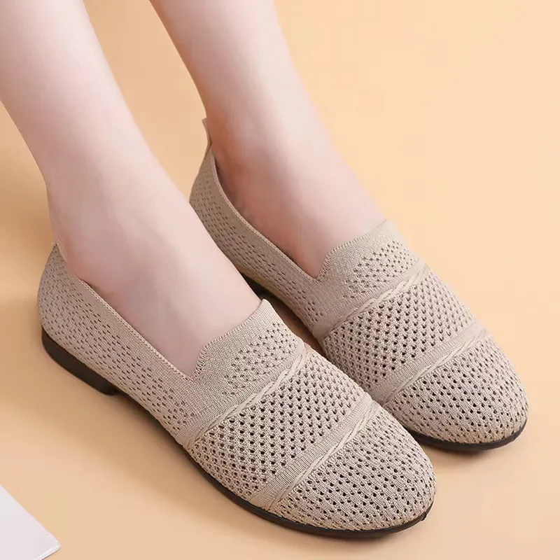 Women's Casual Slip-On Shoes Breathable Lightweight Flying Woven Sneakers Fashion Spring Footwear Comfortable Walking Shoes for Ladies thumbnail 2