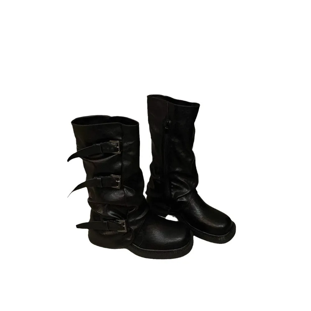 Women's Retro Western Ankle Boots - Denim Style, Chunky Heel, Mid-Calf Length - Fashionable Knight Boots for Autumn/Winter thumbnail 5