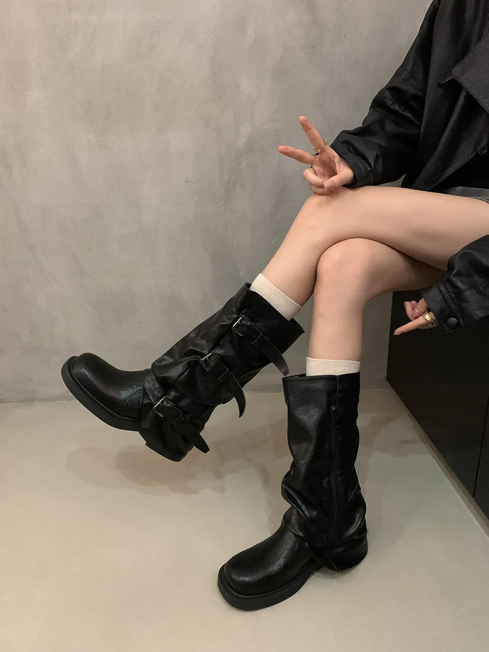 Women's Retro Western Ankle Boots - Denim Style, Chunky Heel, Mid-Calf Length - Fashionable Knight Boots for Autumn/Winter showcase 11