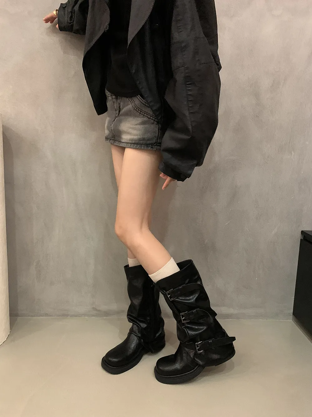 Women's Retro Western Ankle Boots - Denim Style, Chunky Heel, Mid-Calf Length - Fashionable Knight Boots for Autumn/Winter showcase 8