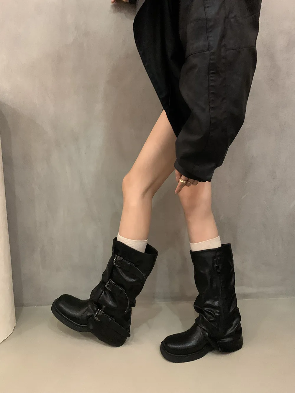 Women's Retro Western Ankle Boots - Denim Style, Chunky Heel, Mid-Calf Length - Fashionable Knight Boots for Autumn/Winter showcase 4