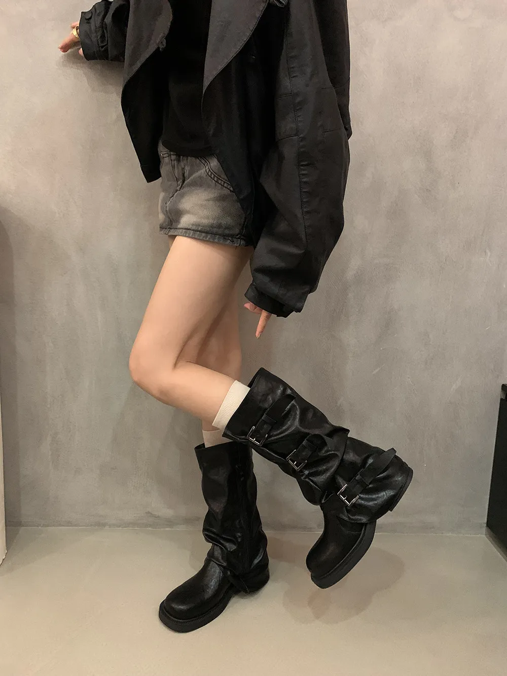 Women's Retro Western Ankle Boots - Denim Style, Chunky Heel, Mid-Calf Length - Fashionable Knight Boots for Autumn/Winter showcase 9