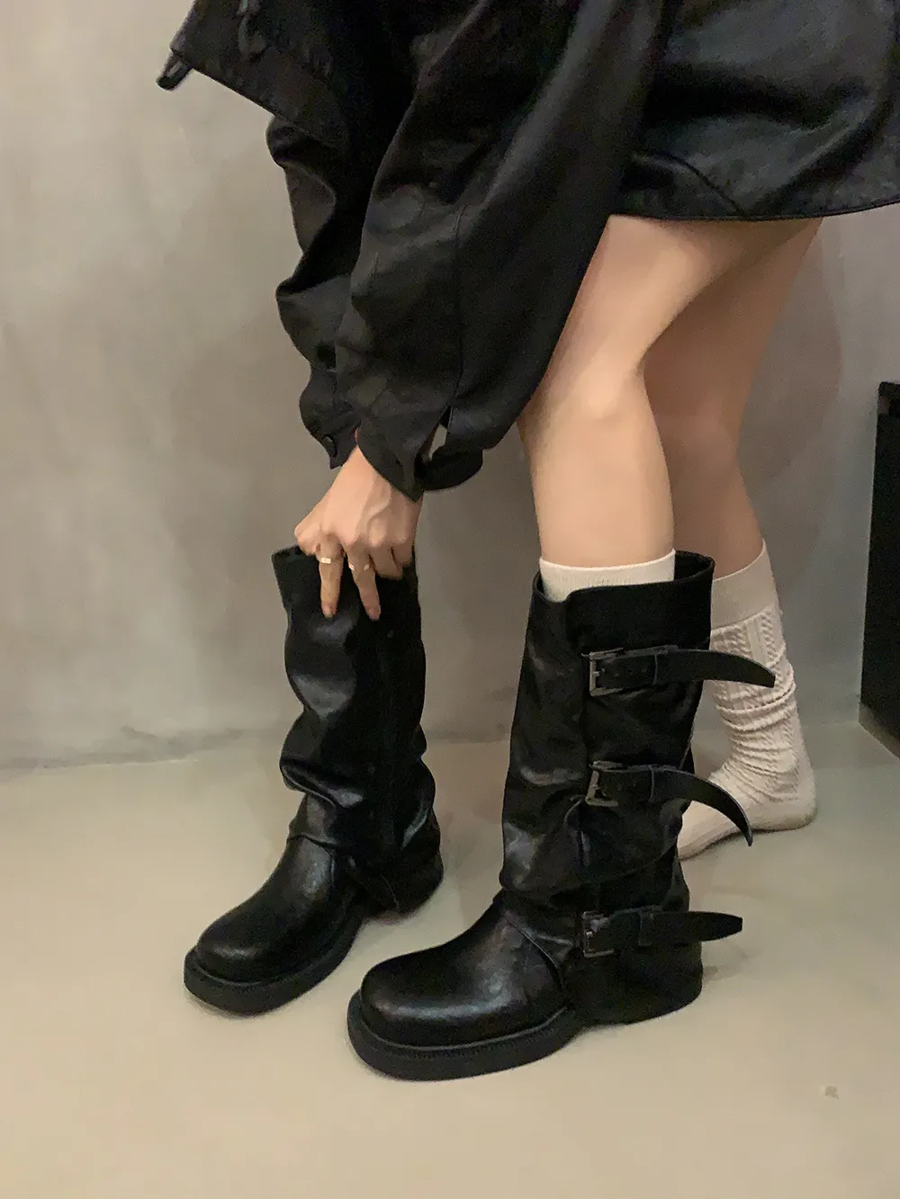 Women's Retro Western Ankle Boots - Denim Style, Chunky Heel, Mid-Calf Length - Fashionable Knight Boots for Autumn/Winter showcase 3