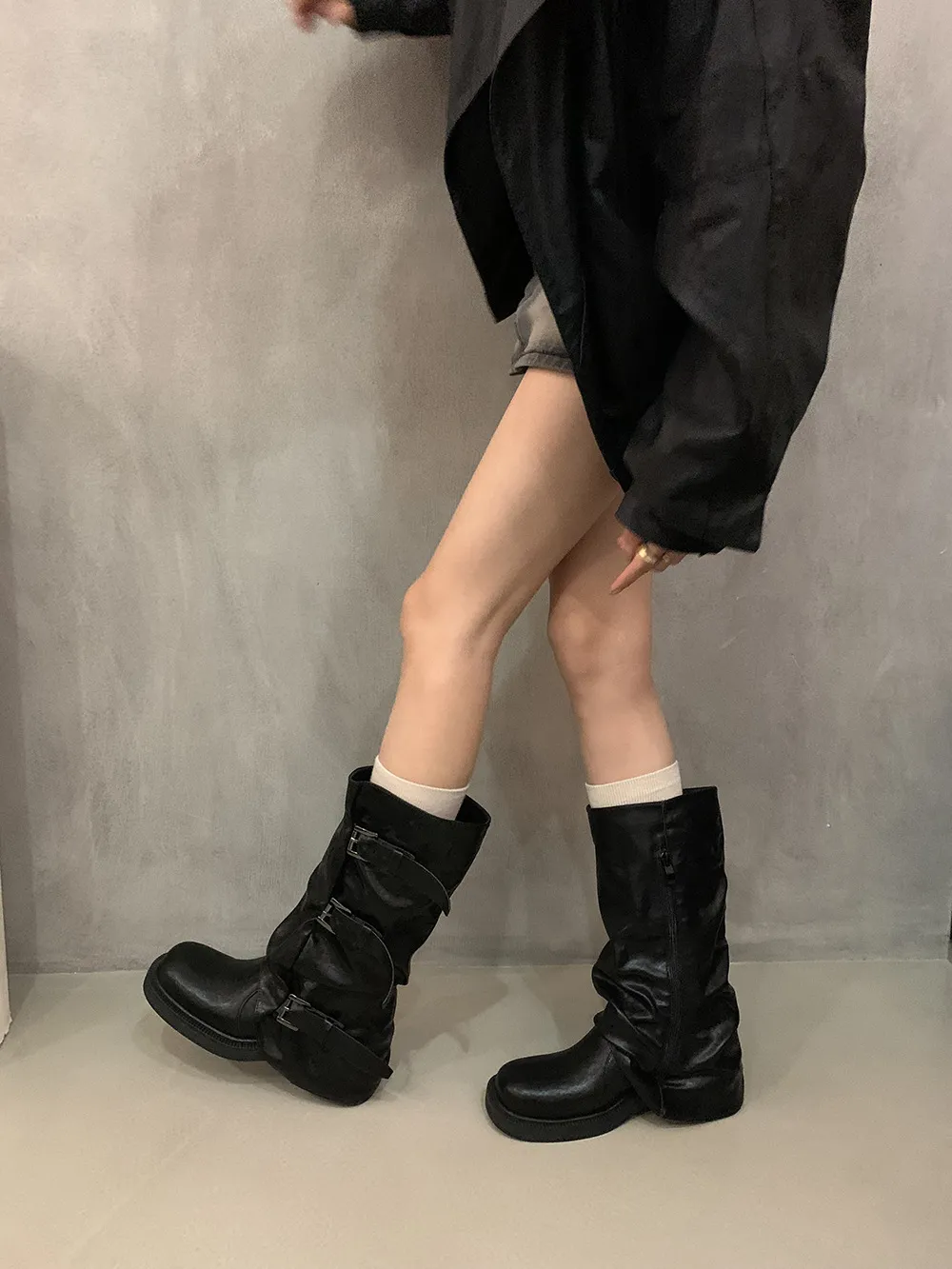 Women's Retro Western Ankle Boots - Denim Style, Chunky Heel, Mid-Calf Length - Fashionable Knight Boots for Autumn/Winter showcase 2
