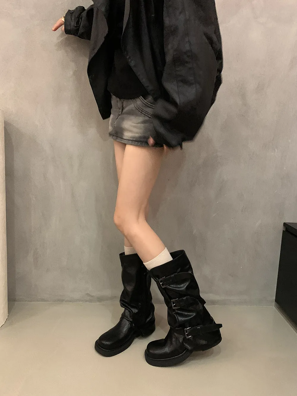 Women's Retro Western Ankle Boots - Denim Style, Chunky Heel, Mid-Calf Length - Fashionable Knight Boots for Autumn/Winter showcase 7
