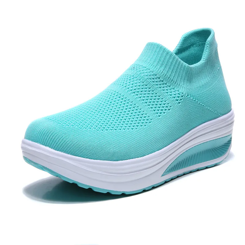 Women's Platform Sneakers Lightweight EVA Slip-On Walking Shoes Plus Size Fashion Rocking Sock Shoes Breathable Flying Woven Casual Trainers thumbnail 6