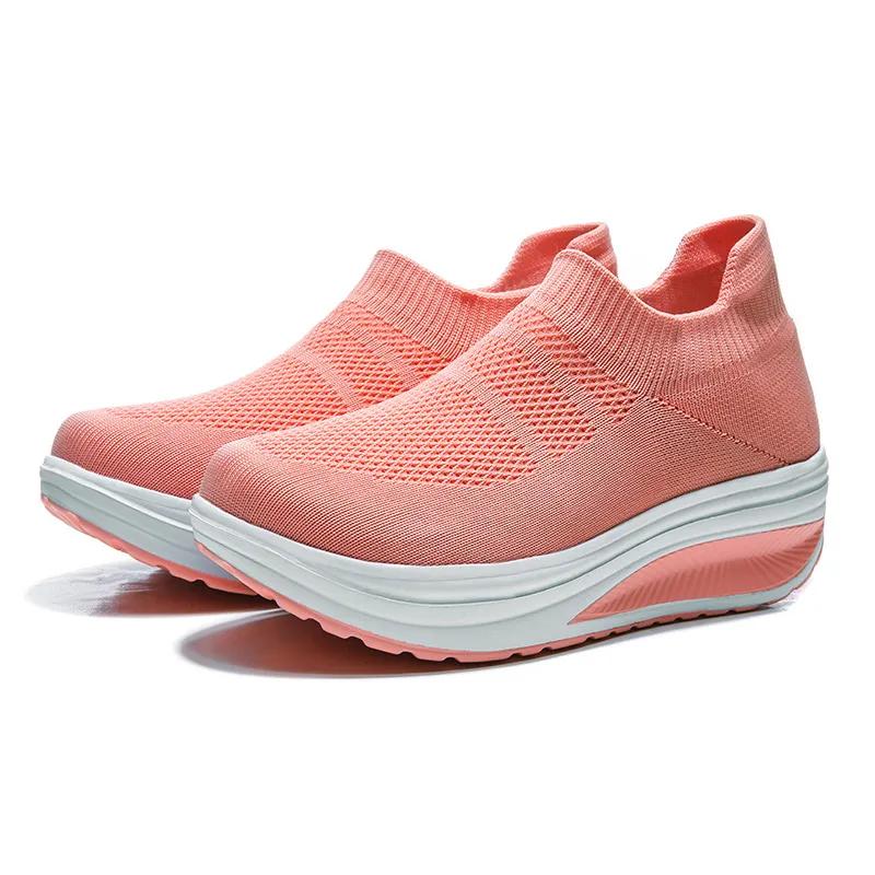 Women's Platform Sneakers Lightweight EVA Slip-On Walking Shoes Plus Size Fashion Rocking Sock Shoes Breathable Flying Woven Casual Trainers thumbnail 5