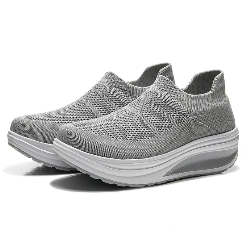 Women's Platform Sneakers Lightweight EVA Slip-On Walking Shoes Plus Size Fashion Rocking Sock Shoes Breathable Flying Woven Casual Trainers thumbnail 7