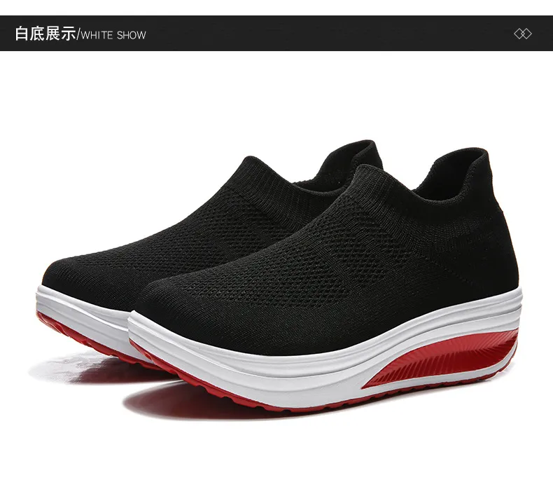 Women's Platform Sneakers Lightweight EVA Slip-On Walking Shoes Plus Size Fashion Rocking Sock Shoes Breathable Flying Woven Casual Trainers showcase 10