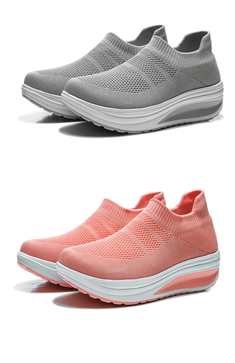 Women's Platform Sneakers Lightweight EVA Slip-On Walking Shoes Plus Size Fashion Rocking Sock Shoes Breathable Flying Woven Casual Trainers showcase 11