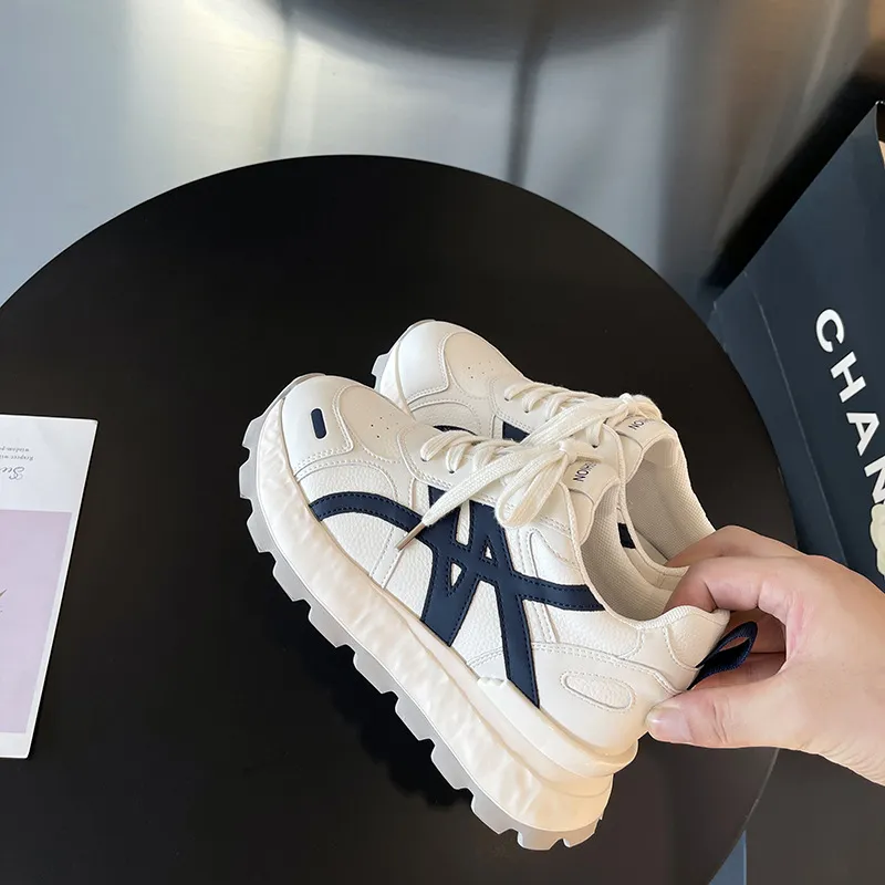 Women's Ultra-Light Leather Training Shoes: Autumn Fashion Casual Sports Sneakers with 8cm Height Increase & Thick Sole showcase 11