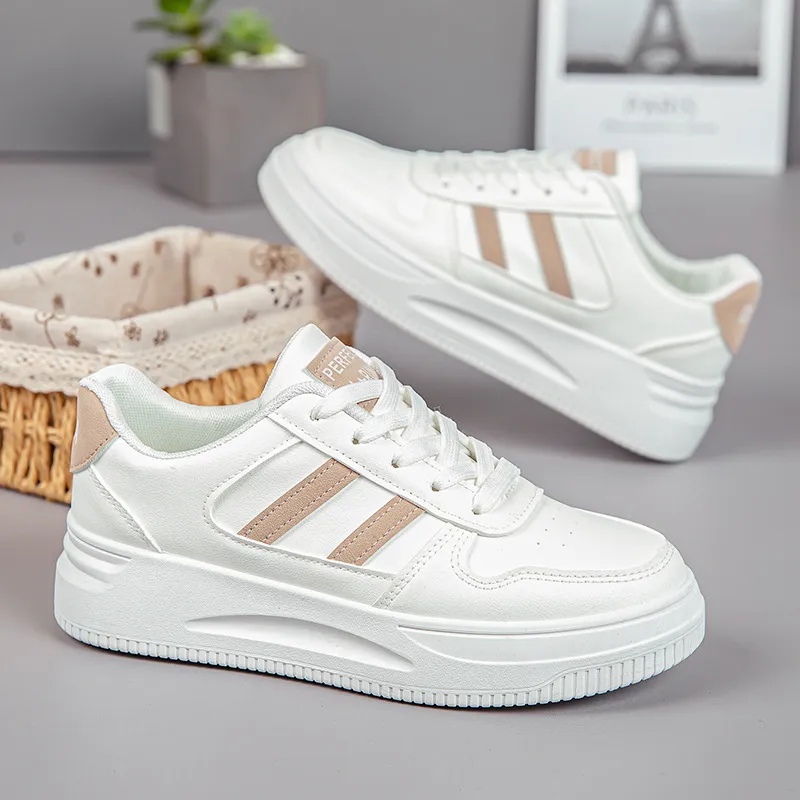Women's White Sneakers - 2024 Spring Fashion Sports Shoes - Versatile Casual Student Style - Comfortable Walking, Running, Everyday Wear thumbnail 3