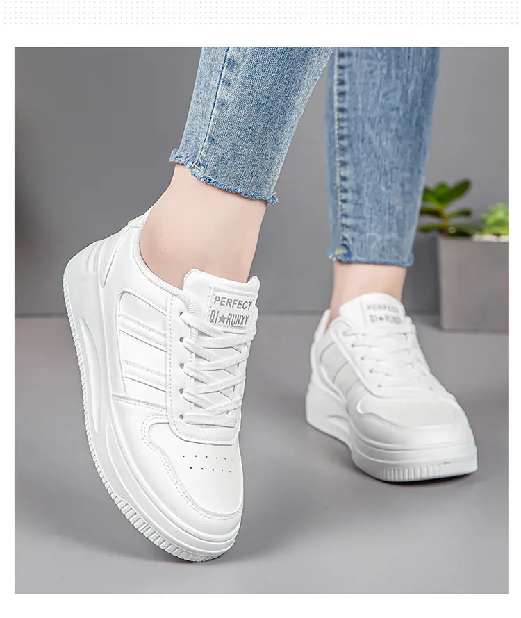 Women's White Sneakers - 2024 Spring Fashion Sports Shoes - Versatile Casual Student Style - Comfortable Walking, Running, Everyday Wear showcase 5