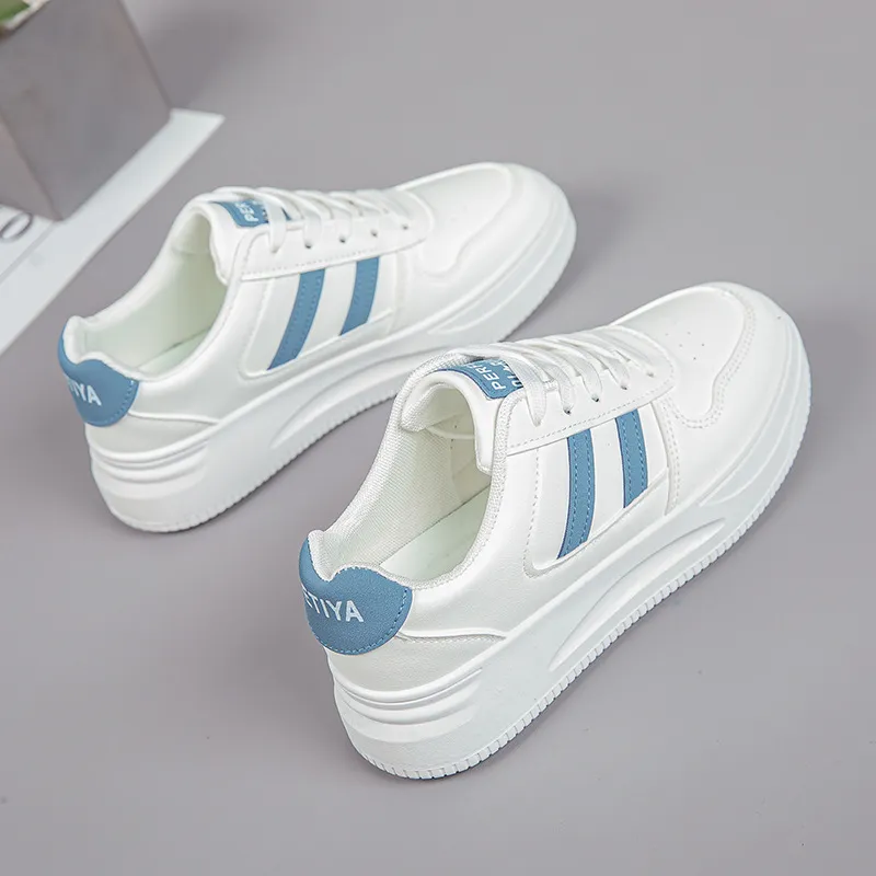 Women's White Sneakers - 2024 Spring Fashion Sports Shoes - Versatile Casual Student Style - Comfortable Walking, Running, Everyday Wear thumbnail 1