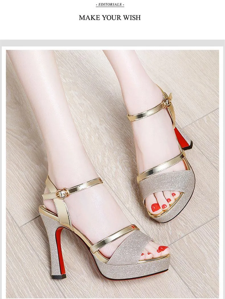 Women's Elegant Stiletto High Heel Sandals - 2023 Summer Fashion Waterproof Platform Versatile Non-Slip Comfortable Dress Shoes for Parties & Events showcase 11