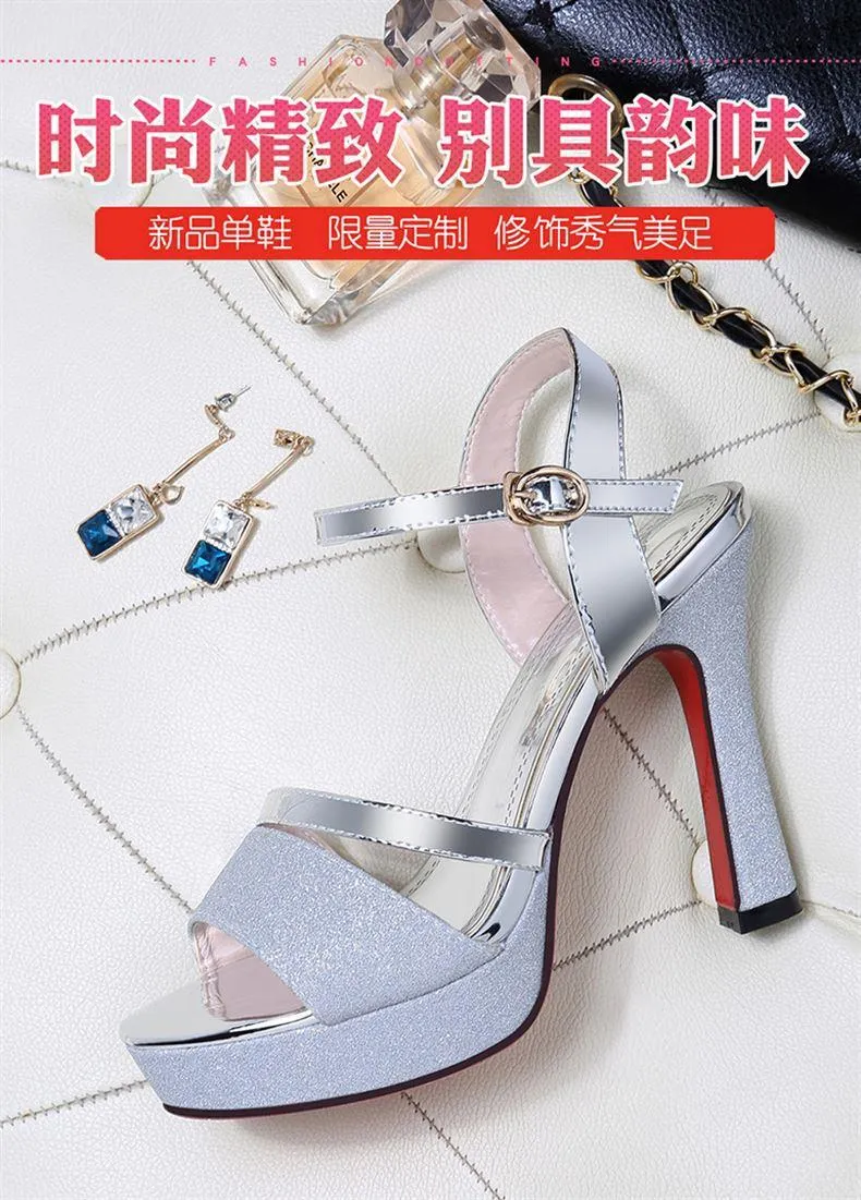 Women's Elegant Stiletto High Heel Sandals - 2023 Summer Fashion Waterproof Platform Versatile Non-Slip Comfortable Dress Shoes for Parties & Events showcase 7