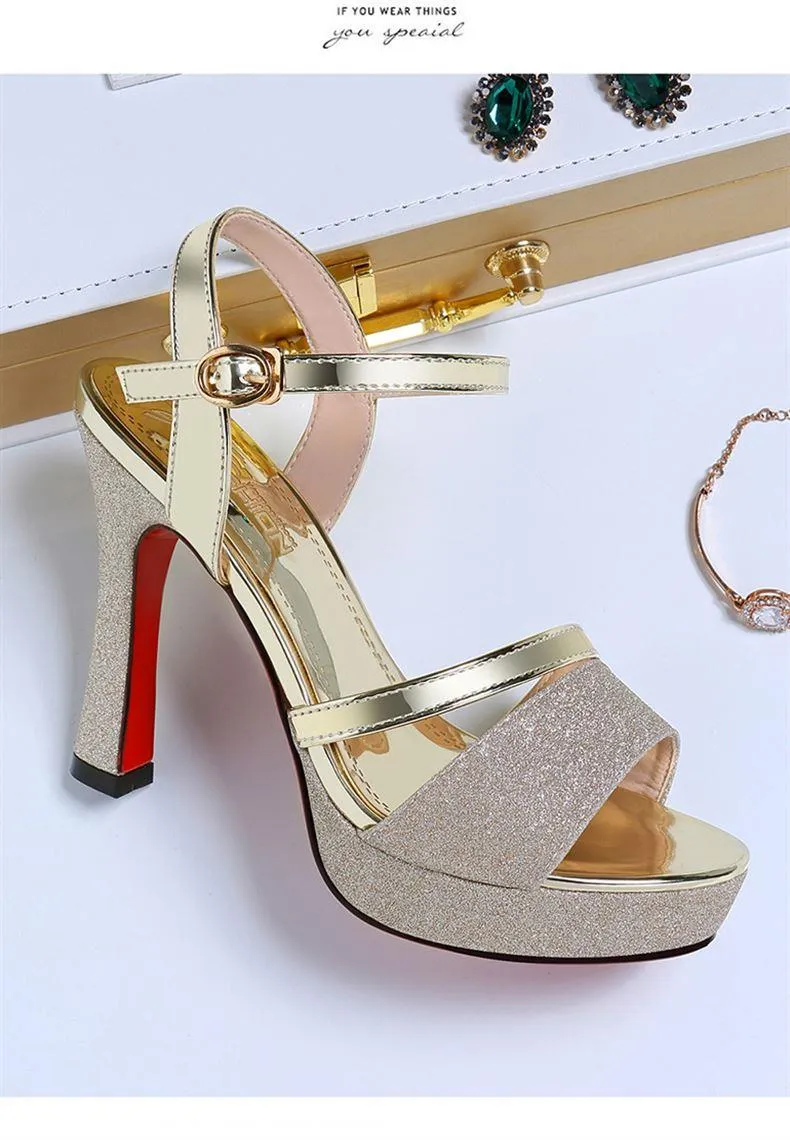 Women's Elegant Stiletto High Heel Sandals - 2023 Summer Fashion Waterproof Platform Versatile Non-Slip Comfortable Dress Shoes for Parties & Events showcase 8