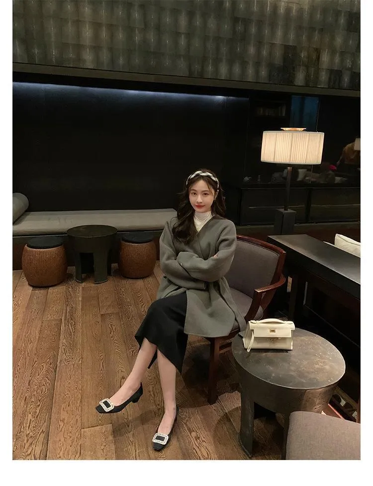 Women's Elegant Silk Commuter Shoes with Rhinestone Square Buckle - Evening Style Mid Heel Court Shoes for Ladies showcase 13