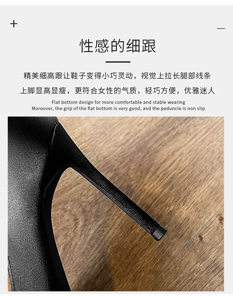 Women's High Heels Stiletto Pointed Toe Satin Rhinestone Elegant French Style Shoes 2025 Spring Autumn New Arrival Party Wedding Prom showcase 9