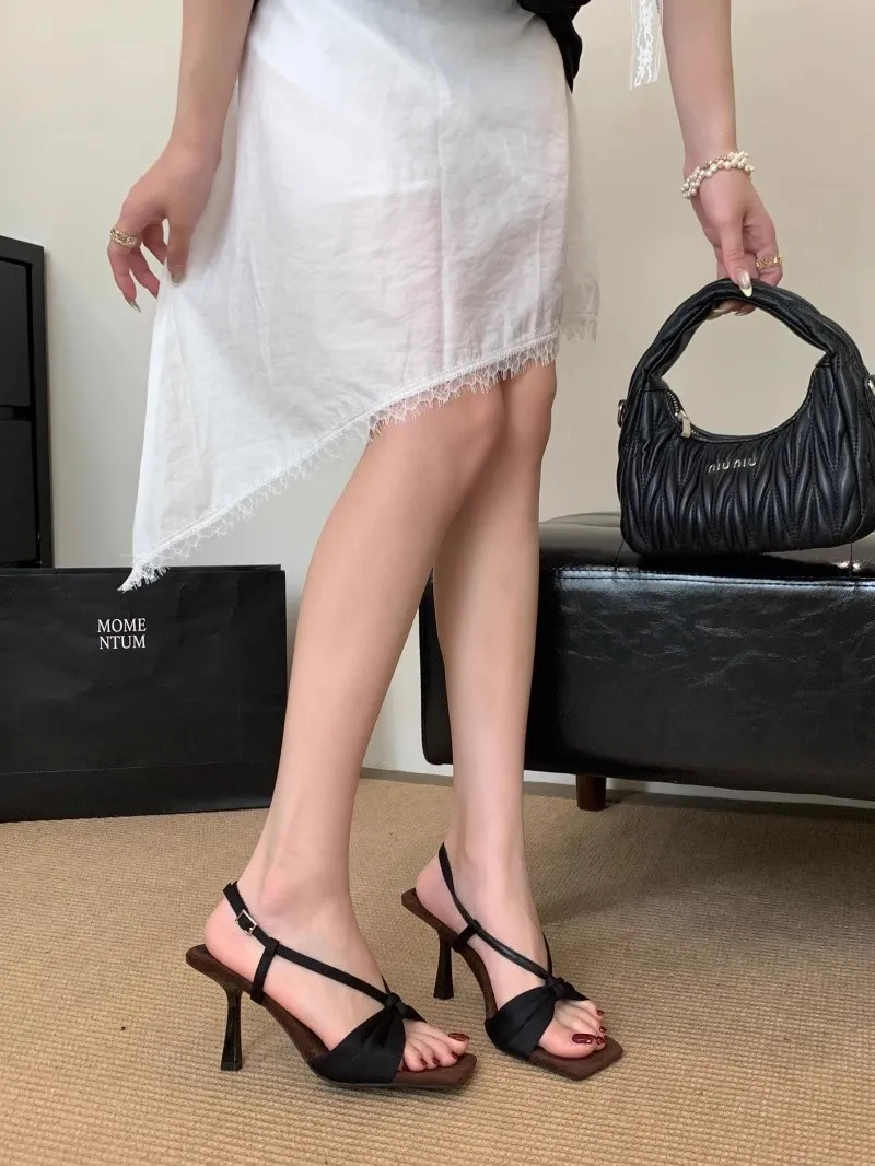Women's Bowknot Heeled Sandals - Elegant Square Toe Open Toe Fairy Shoes for Summer 2025 - Stylish Party & Occasion Heels showcase 7