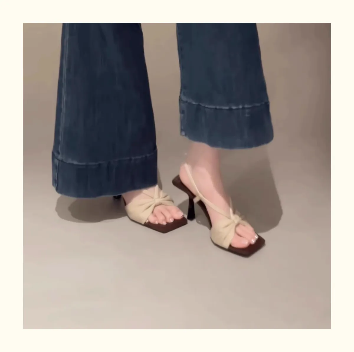 Women's Bowknot Heeled Sandals - Elegant Square Toe Open Toe Fairy Shoes for Summer 2025 - Stylish Party & Occasion Heels showcase 5