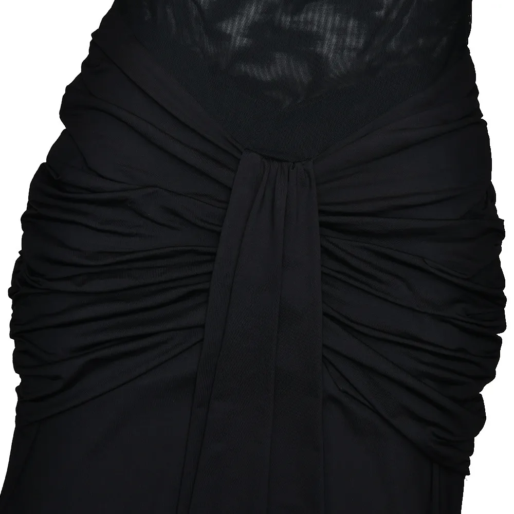 Women's Elegant Mesh Patchwork Maxi Dress Halter Neck Tie Waist Flowy Long Gown Evening Party Cocktail Dress showcase 20