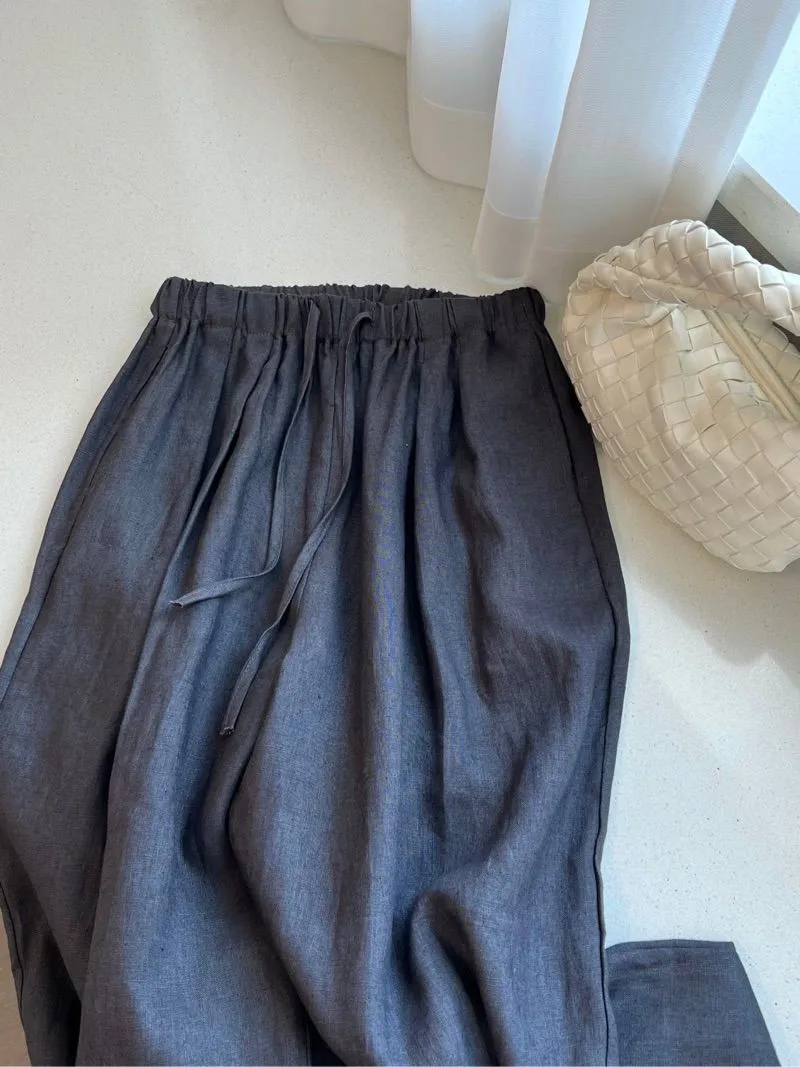 Women's Wide Leg Linen Pants - Tencel Ramie Blend - Summer Casual Trousers - Loose Fit, Comfortable, Stylish - Popular Wutong Style showcase 6