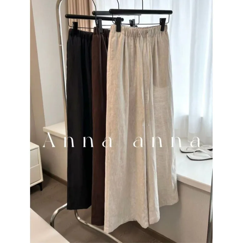 Women's Wide Leg Linen Pants - Tencel Ramie Blend - Summer Casual Trousers - Loose Fit, Comfortable, Stylish - Popular Wutong Style showcase 3
